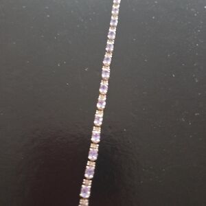 Tennis Bracelet 14KT 10kt Yellow Gold Blue Tanzanite  Diamond 7.25" Genuine Fund